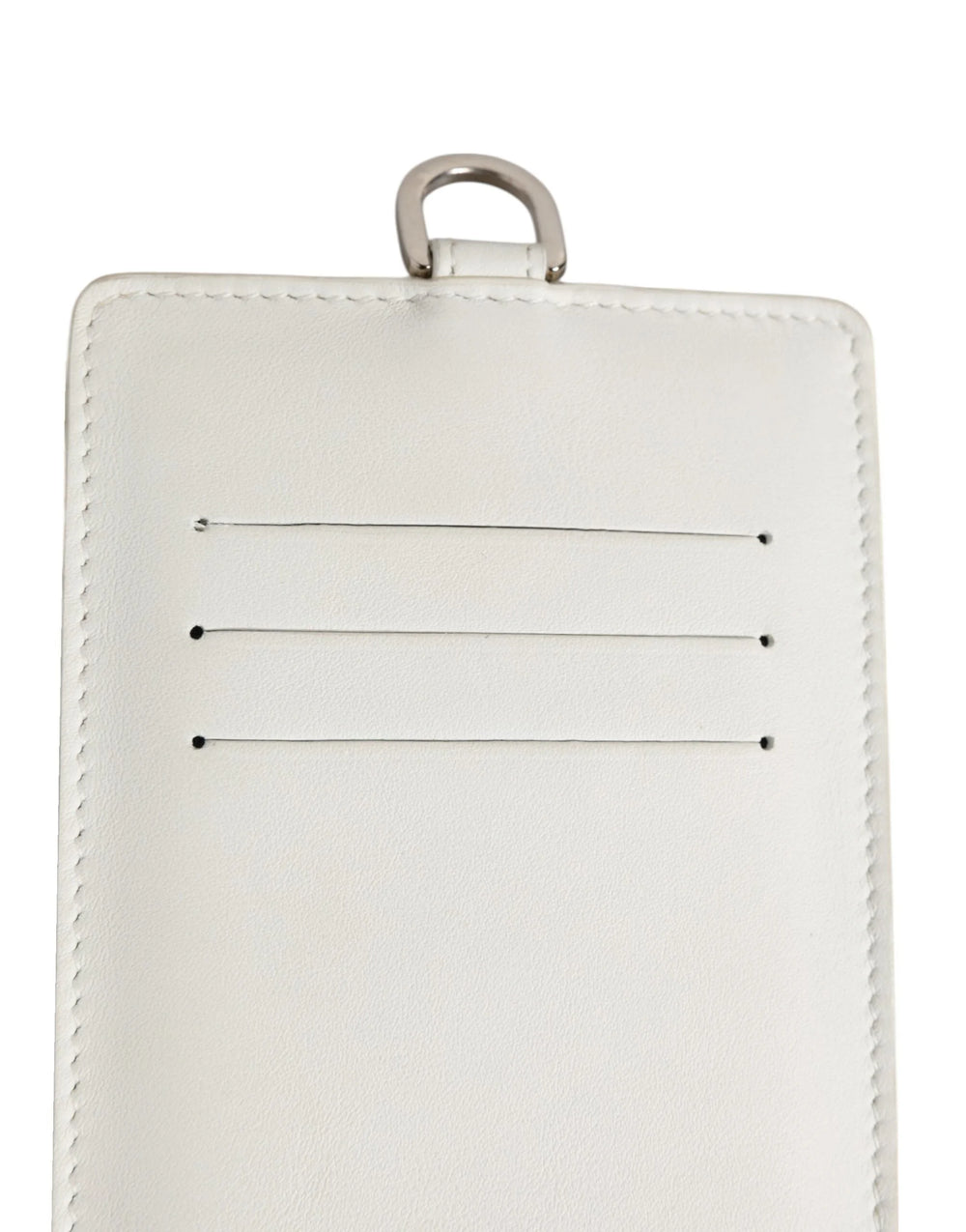 Dolce & Gabbana White Calf Leather Lanyard Logo Card Holder Men Wallet - Card Cases