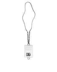 Dolce & Gabbana White Calf Leather Lanyard Logo Card Holder Wallet - Neck Pouches