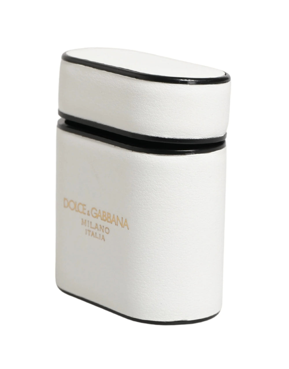 Dolce & Gabbana White Calf Leather Logo Print Flip Holder Airpods Case