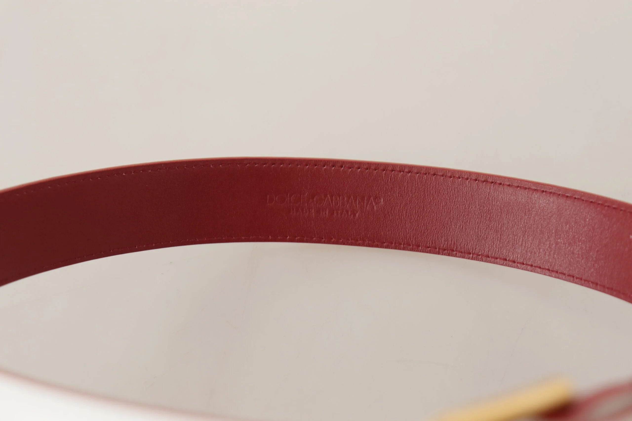 Dolce & Gabbana White Calf Leather Two-Toned Gold Metal Buckle Belt - 70 cm / 28 Inches - Belts