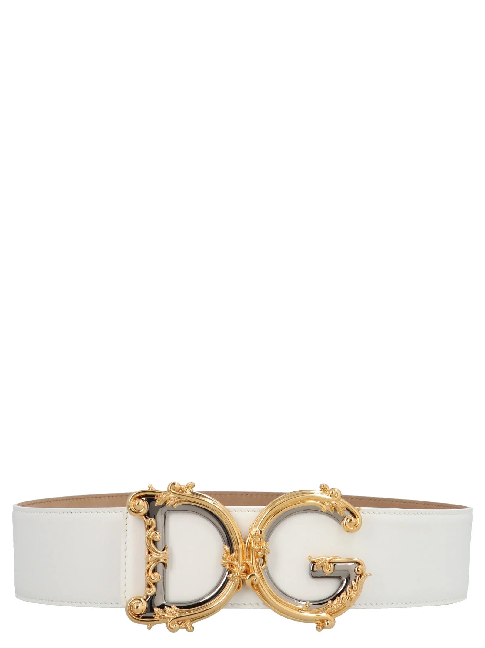 Dolce & Gabbana White Calfskin High-Waist Belt - 80 cm / 32 Inches