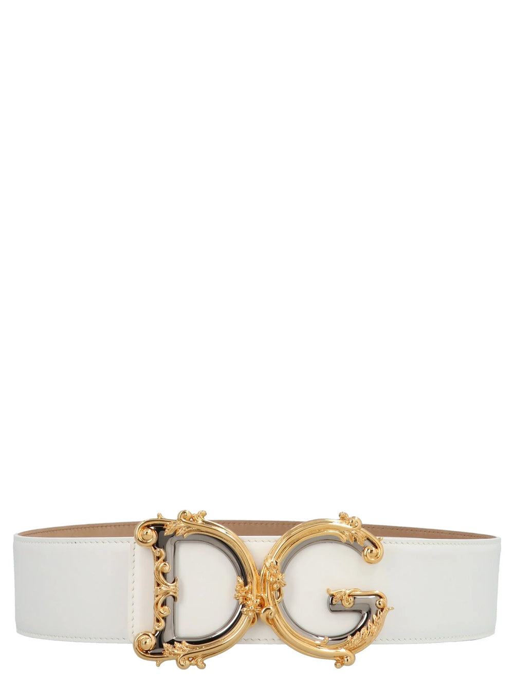 Dolce & Gabbana White Calfskin High-Waist Belt - 80 cm / 32 Inches