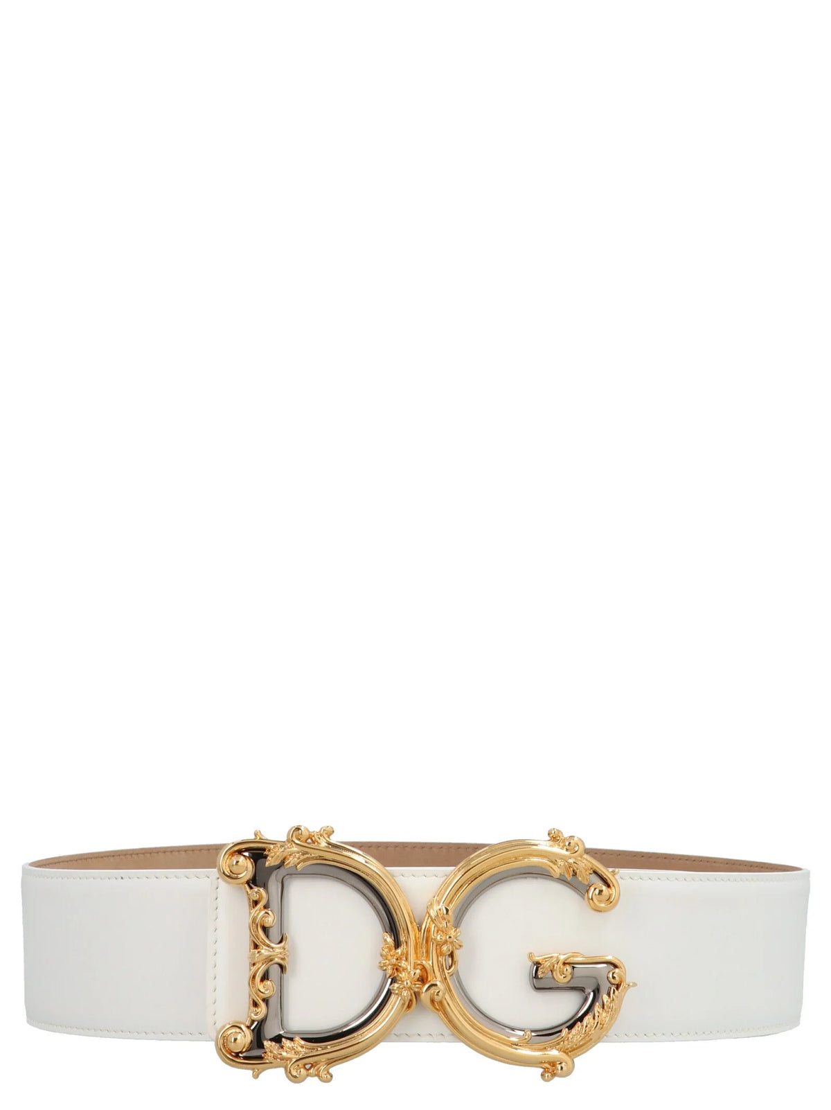 Dolce & Gabbana White Calfskin High-Waist Belt - 80 cm / 32 Inches