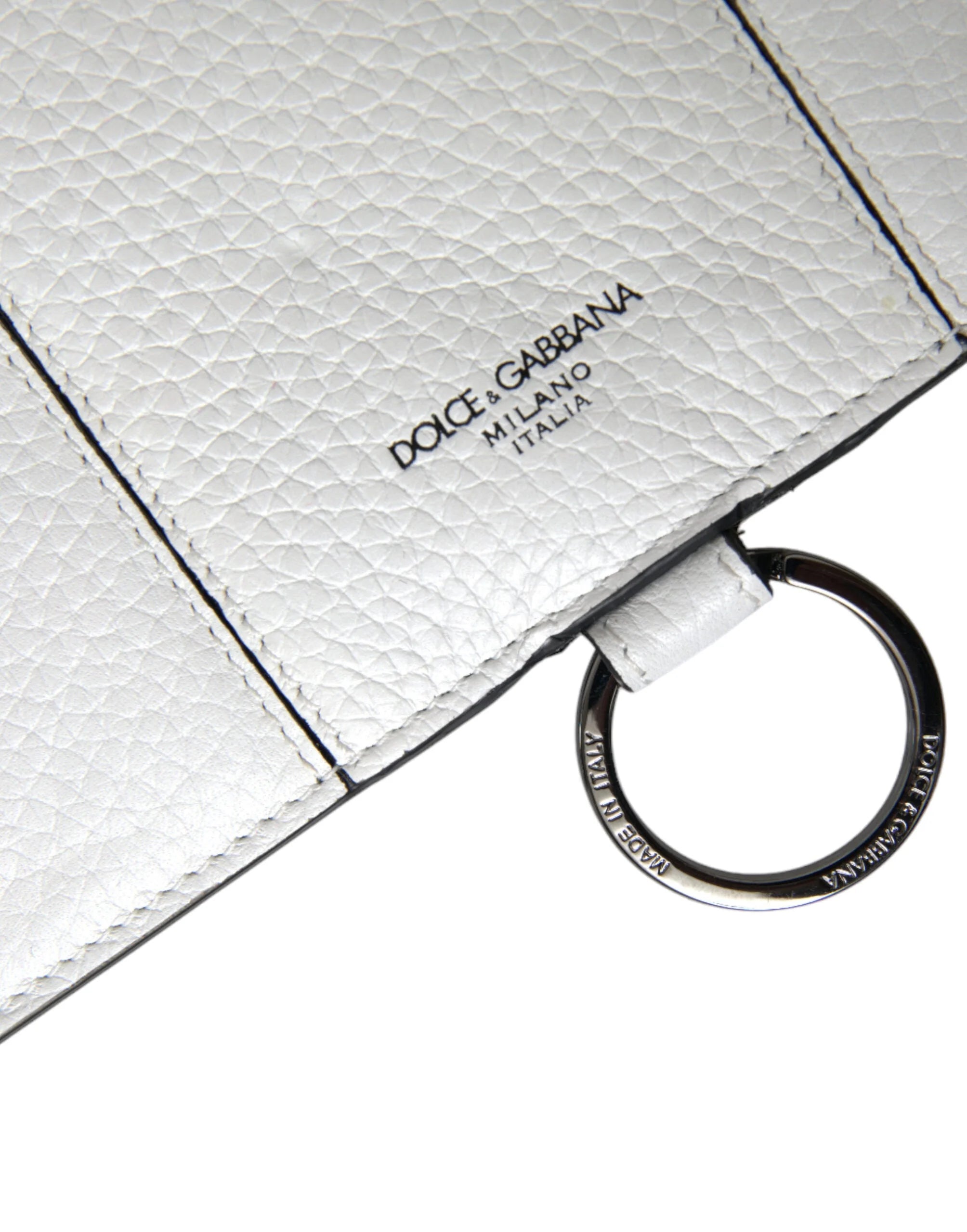Dolce & Gabbana White Calfskin Leather Large Crossbody Card Holder Wallet - Card Cases