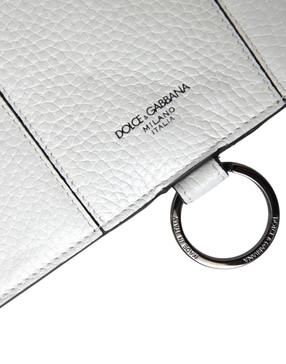 Dolce & Gabbana White Calfskin Leather Large Crossbody Card Holder Wallet - Card Cases