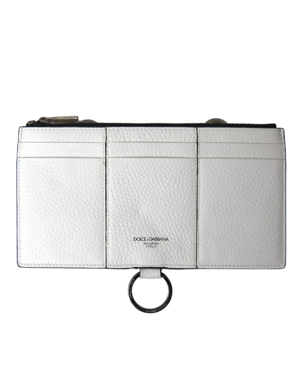 Dolce & Gabbana White Calfskin Leather Large Crossbody Card Holder Wallet - Card Cases