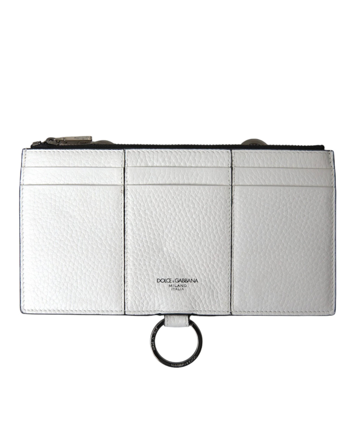 Dolce & Gabbana White Calfskin Leather Large Crossbody Card Holder Wallet - Card Cases
