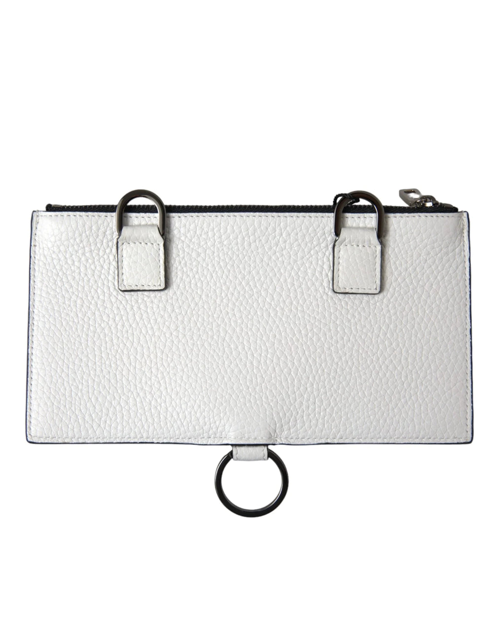 Dolce & Gabbana White Calfskin Leather Large Crossbody Card Holder Wallet - Card Cases