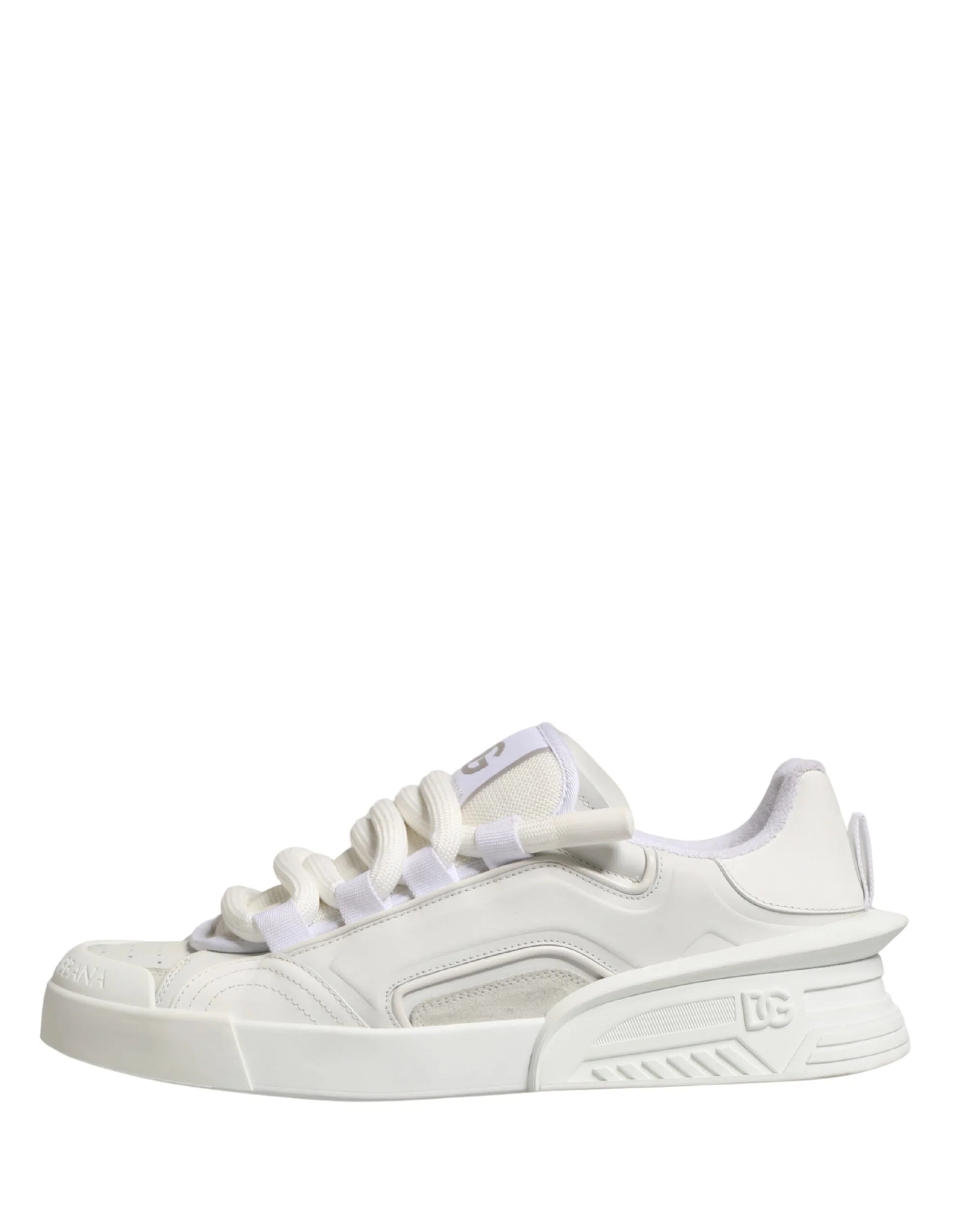 Dolce & Gabbana White Calfskin Leather Low Top Sneakers Shoes - EU44/US11