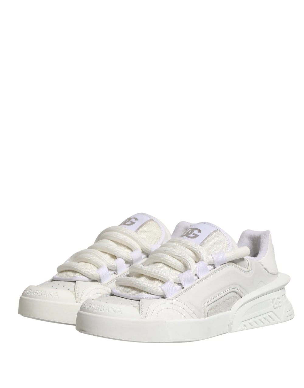 Dolce & Gabbana White Calfskin Leather Low Top Sneakers Shoes - EU44/US11