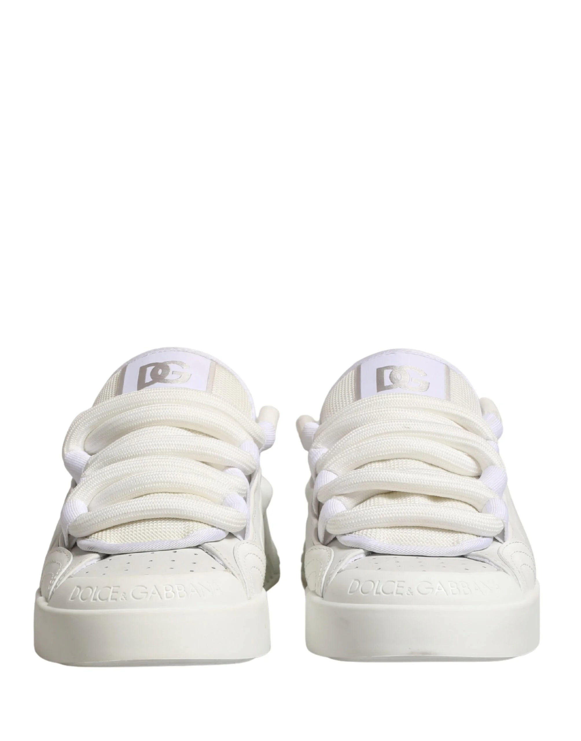 Dolce & Gabbana White Calfskin Leather Low Top Sneakers Shoes - EU44/US11