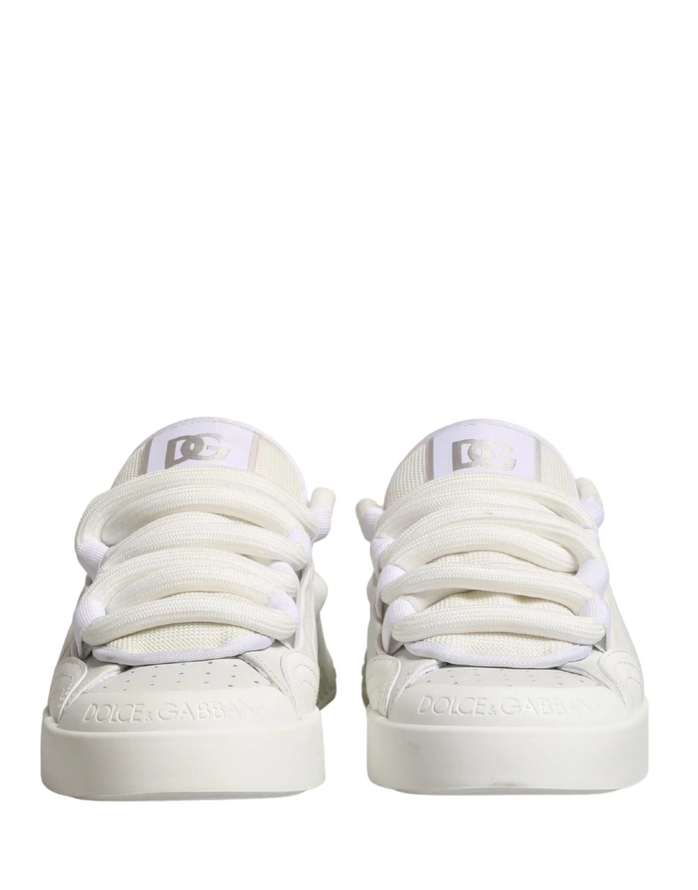 Dolce & Gabbana White Calfskin Leather Low Top Sneakers Shoes - EU44/US11