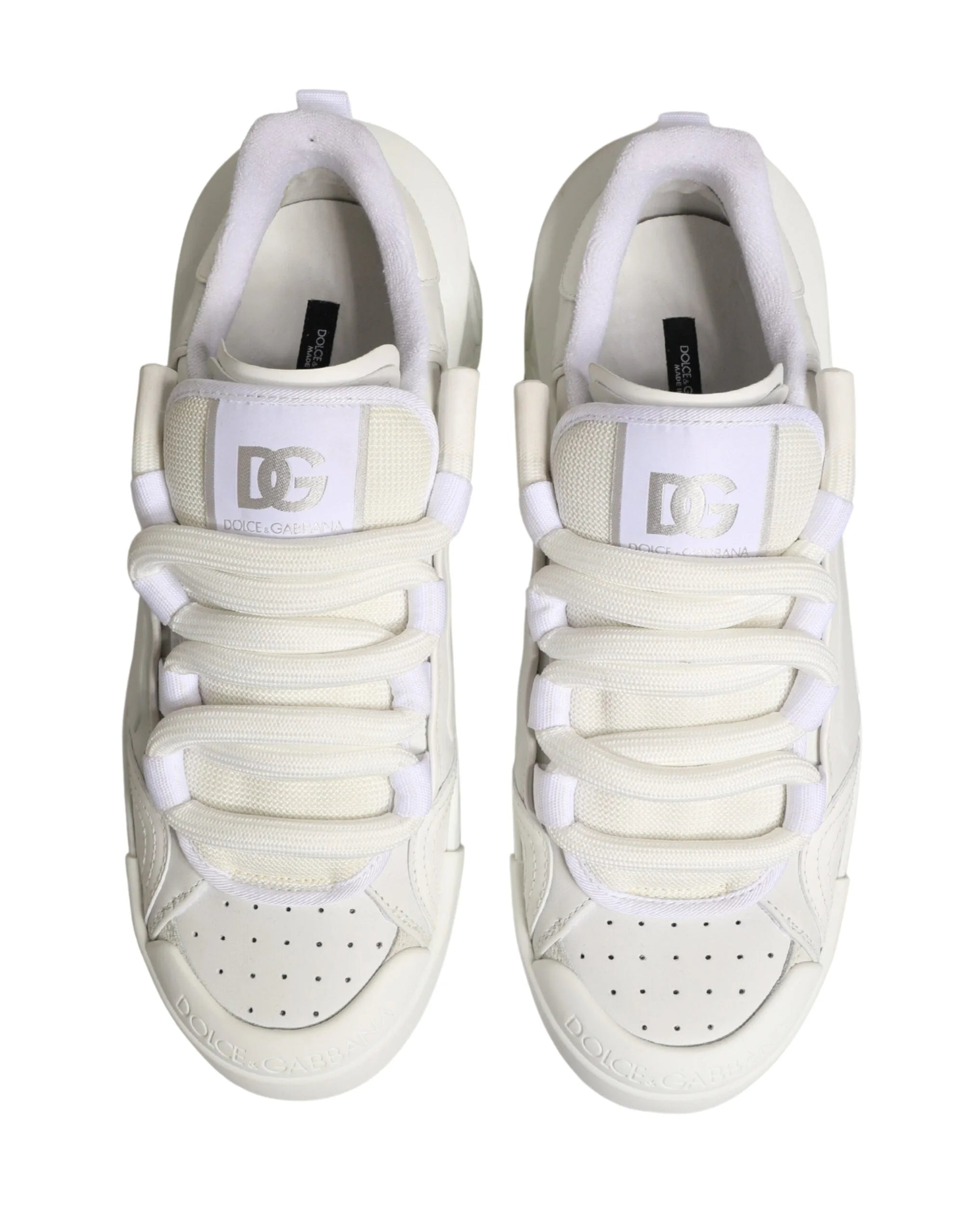 Dolce & Gabbana White Calfskin Leather Low Top Sneakers Shoes - EU44/US11