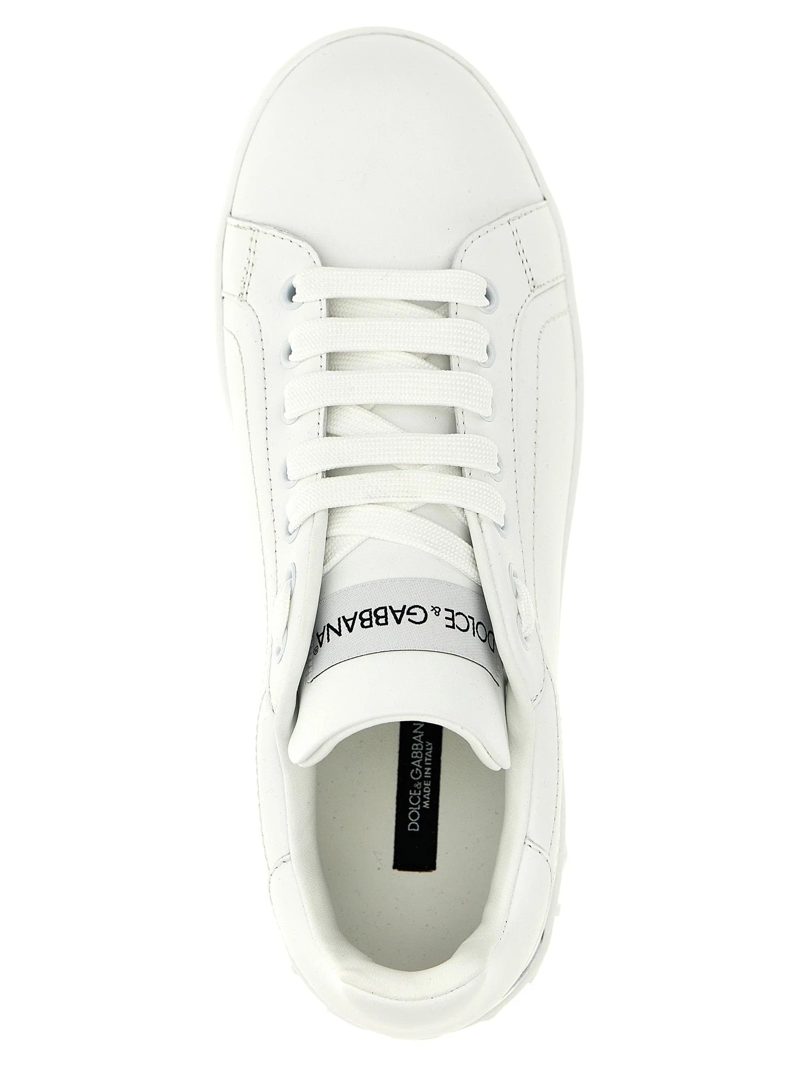 Dolce & Gabbana White Calfskin Low Top Sneakers