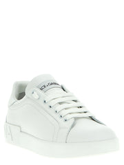 Dolce & Gabbana White Calfskin Low Top Sneakers