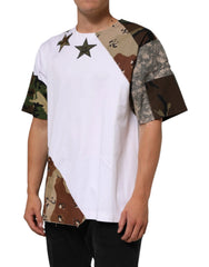 Dolce & Gabbana White Camouflage Patckwork Men Cotton T-shirt - T-Shirts