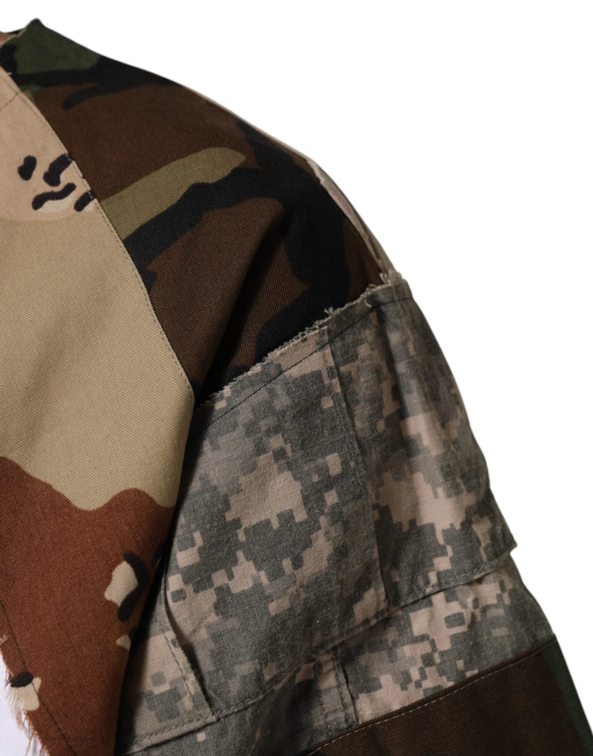 Dolce & Gabbana White Camouflage Patckwork Men Cotton T-shirt - T-Shirts