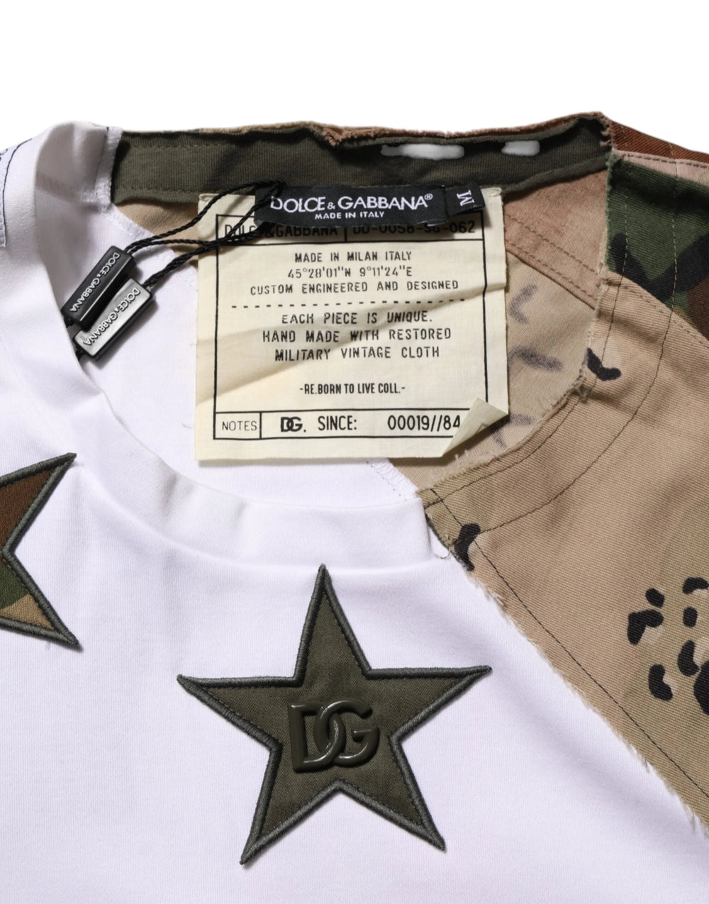 Dolce & Gabbana White Camouflage Patckwork Men Cotton T-shirt - T-Shirts
