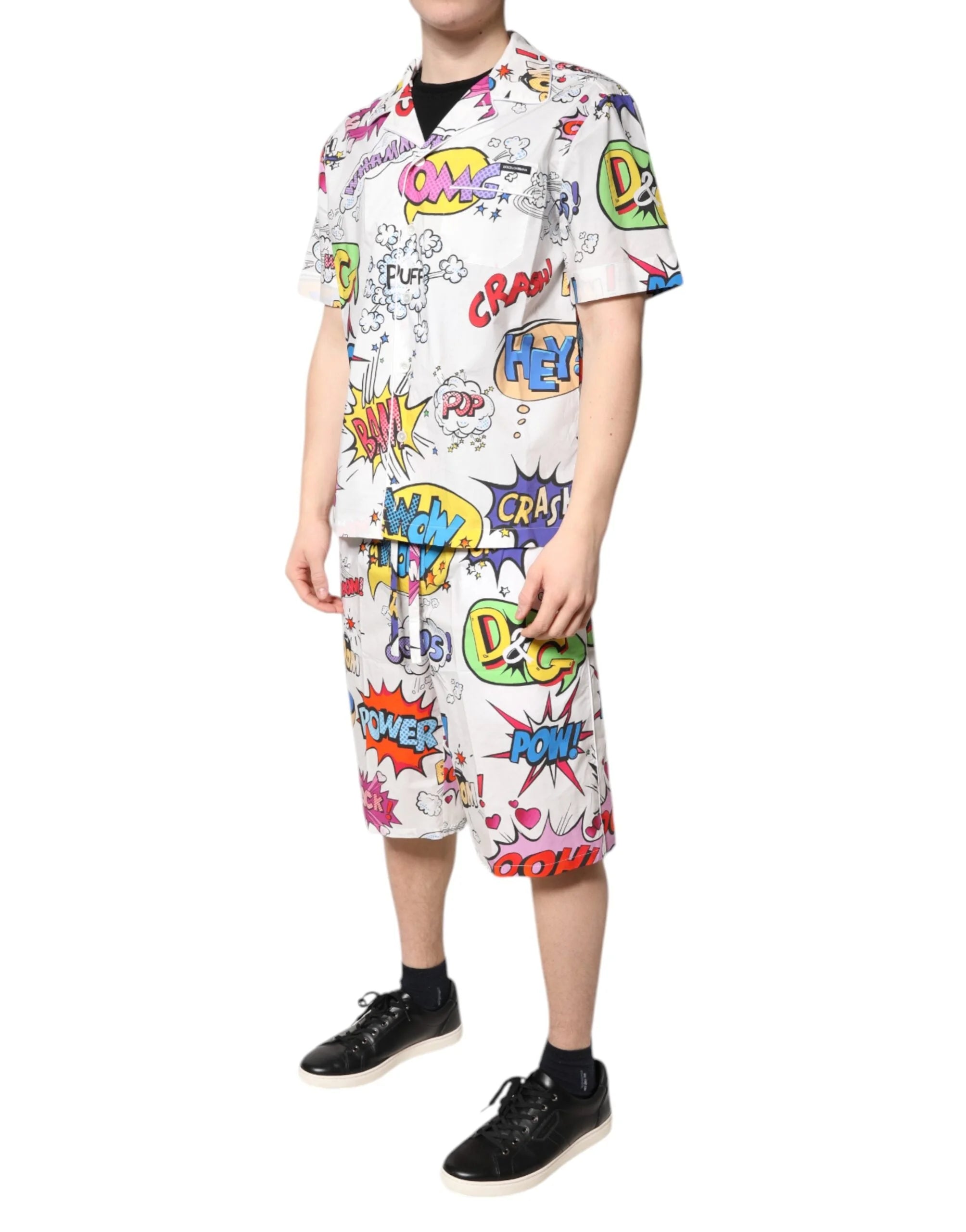 Dolce & Gabbana White Cartoon Print Cotton Men Pajama Set Sleepwear - Pajamas