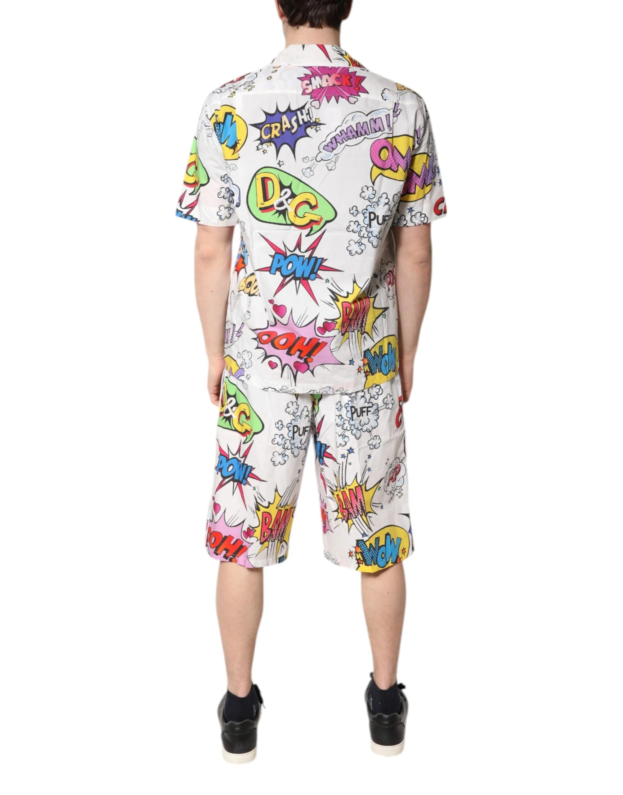 Dolce & Gabbana White Cartoon Print Cotton Men Pajama Set Sleepwear - Pajamas