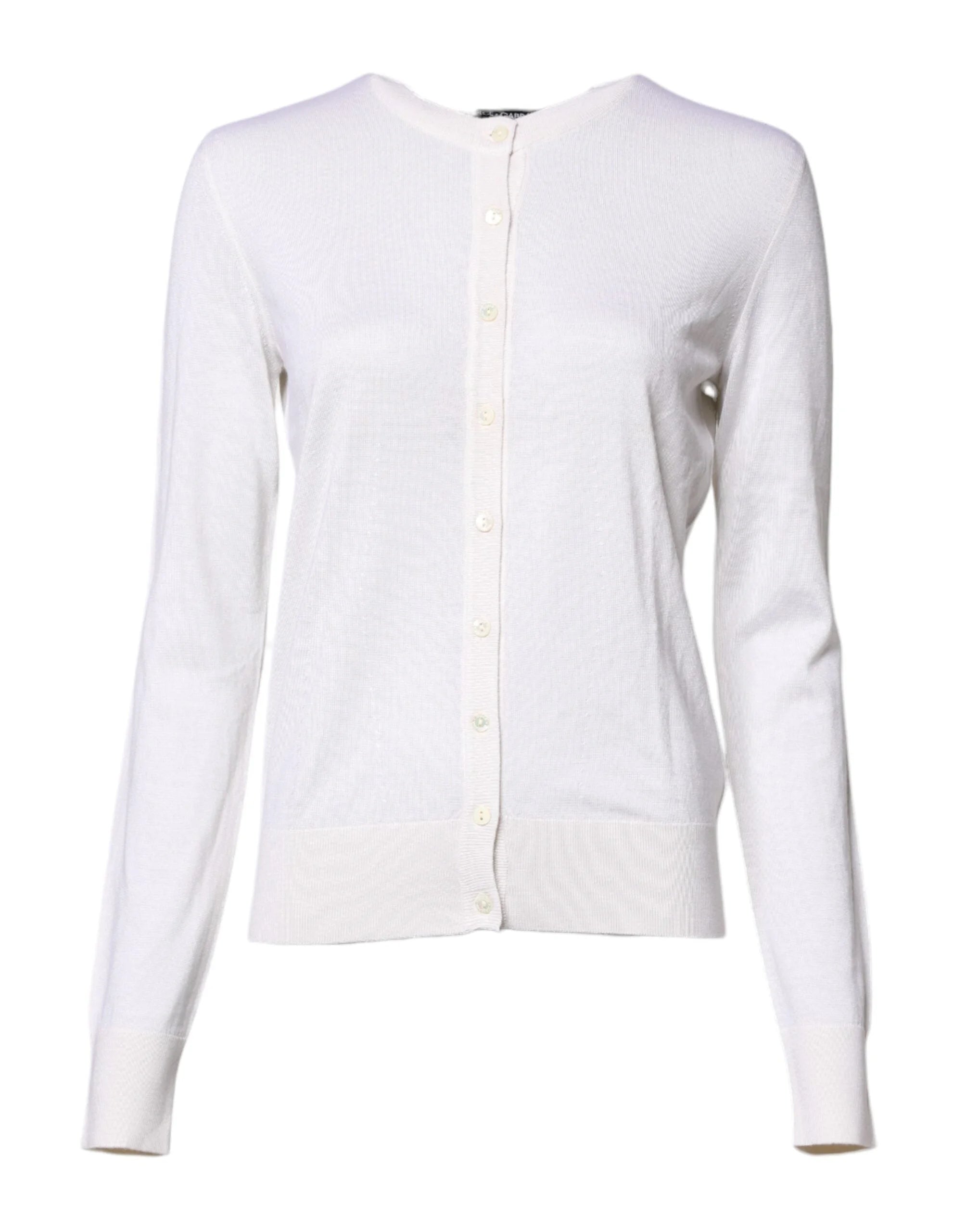 Dolce & Gabbana White Cashmere Crew Neck Top Cardigan Sweater - IT42|M - Cardigans