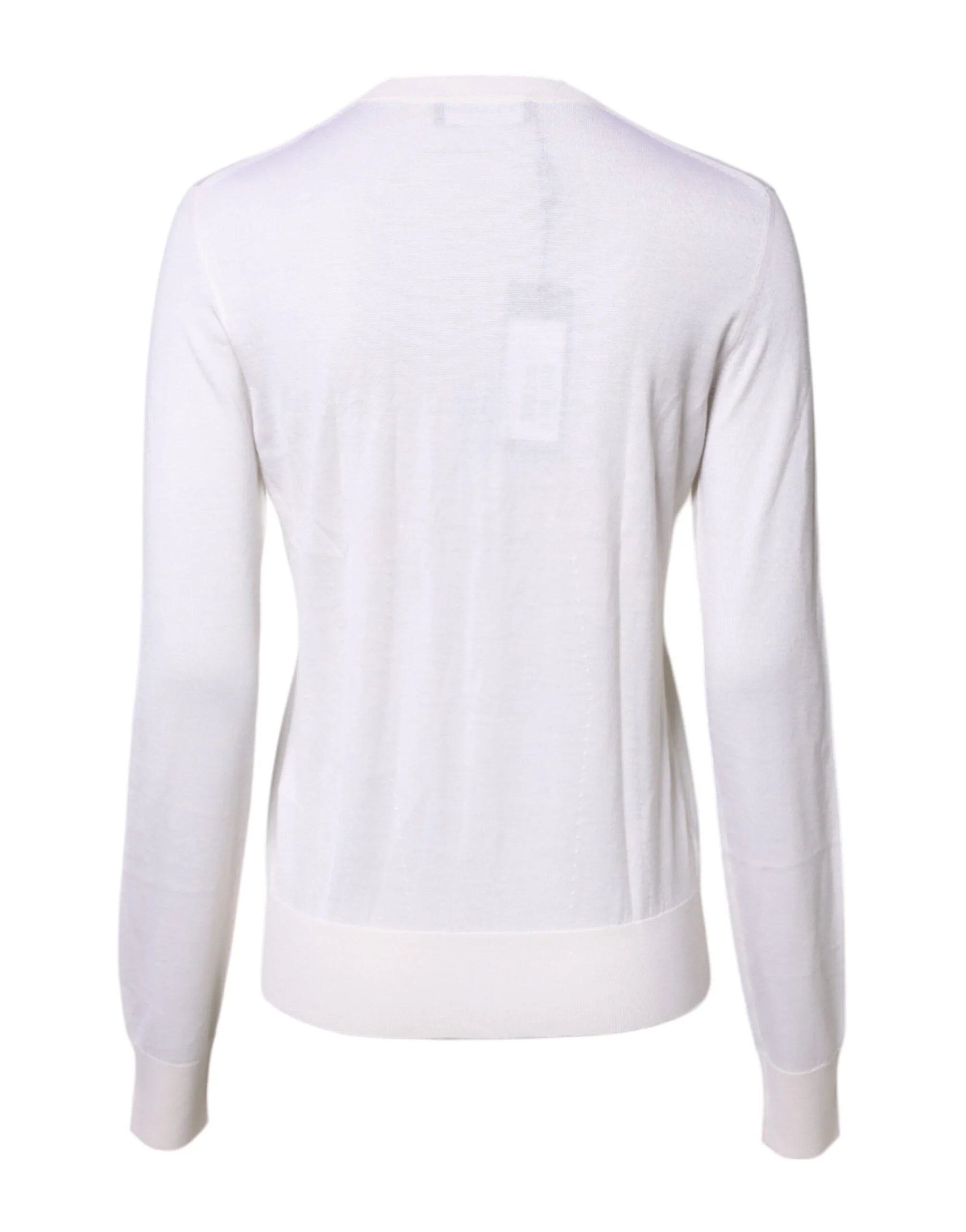 Dolce & Gabbana White Cashmere Crew Neck Top Cardigan Sweater - IT42|M - Cardigans