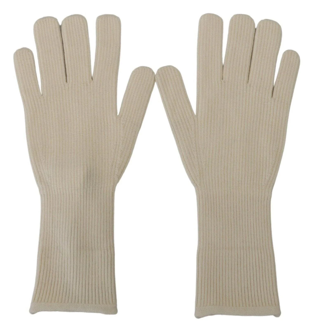 Dolce & Gabbana White Cashmere Knitted Hands Mitten Mens Gloves - 9|M - Gloves & Mittens