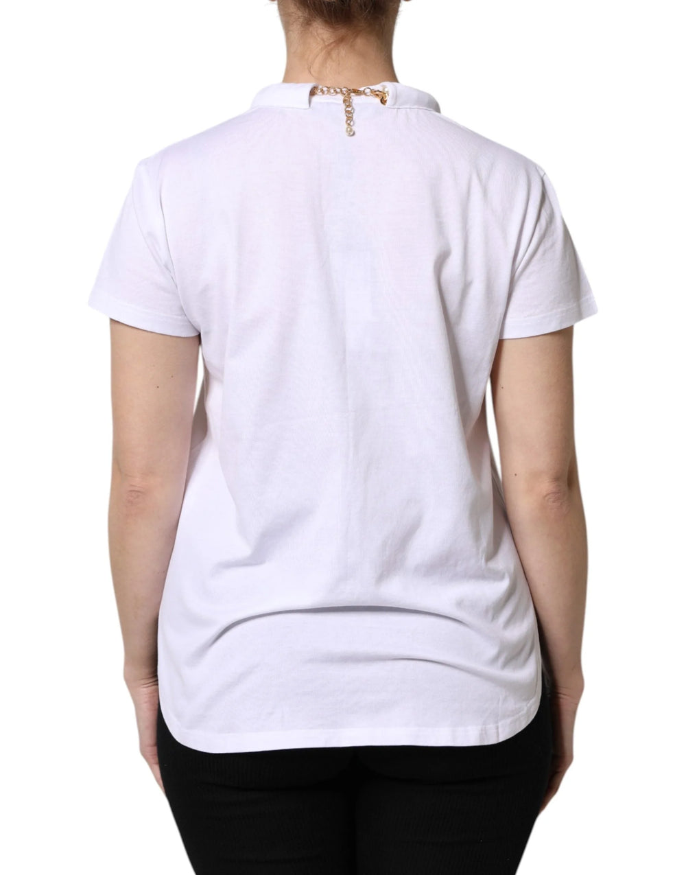Dolce & Gabbana White Chain Pearl Cotton Round Neck T-shirt - IT42|M - T-Shirts