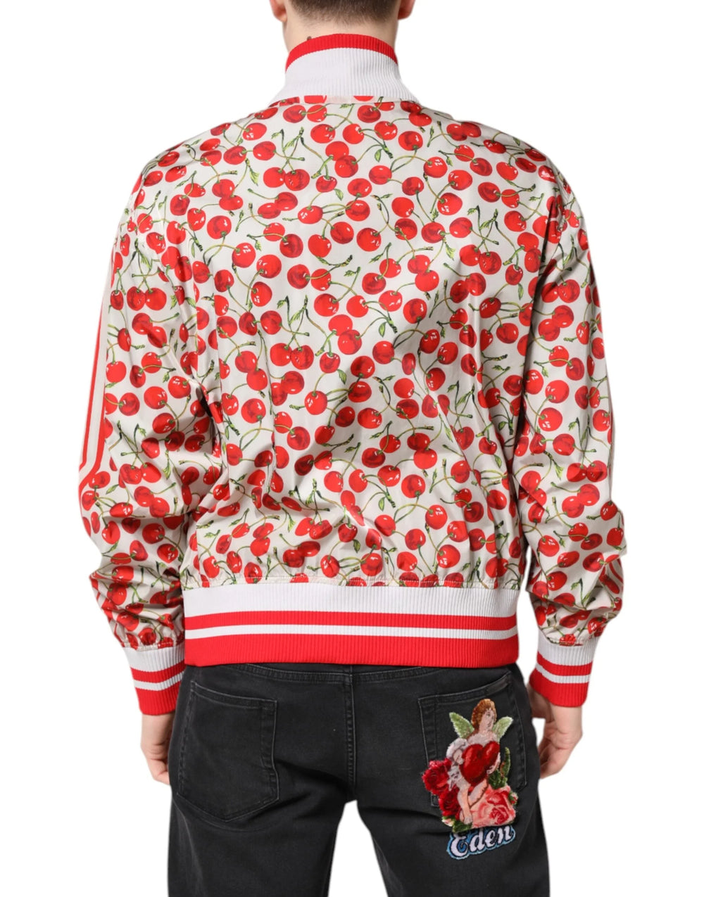 Dolce & Gabbana White Cherry Print Full Zip Bomber Jacket - IT52 | XL - Bomber Jackets