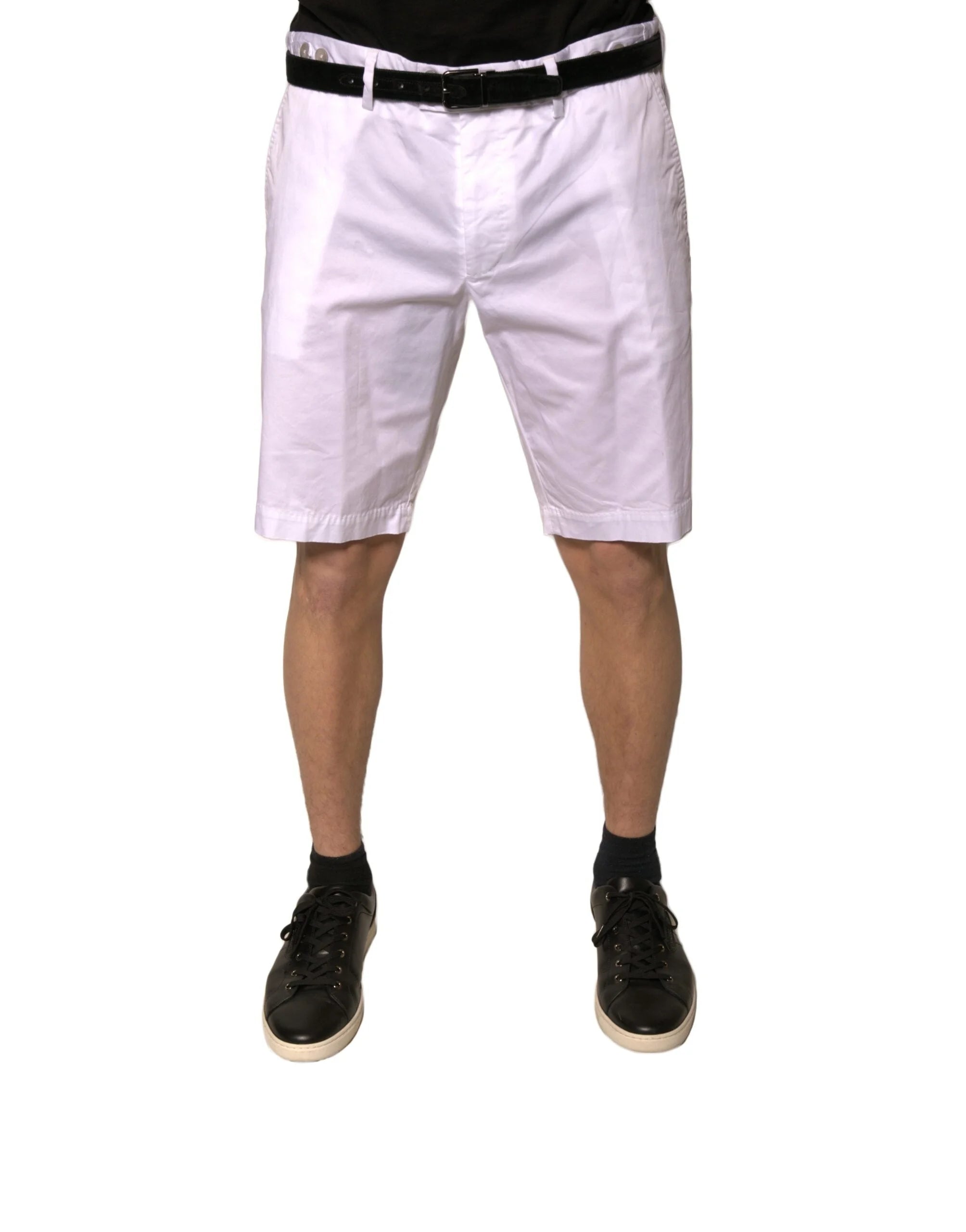 Dolce & Gabbana White Chinos Cotton Stretch Casual Shorts - IT44 | XS - Chino Shorts