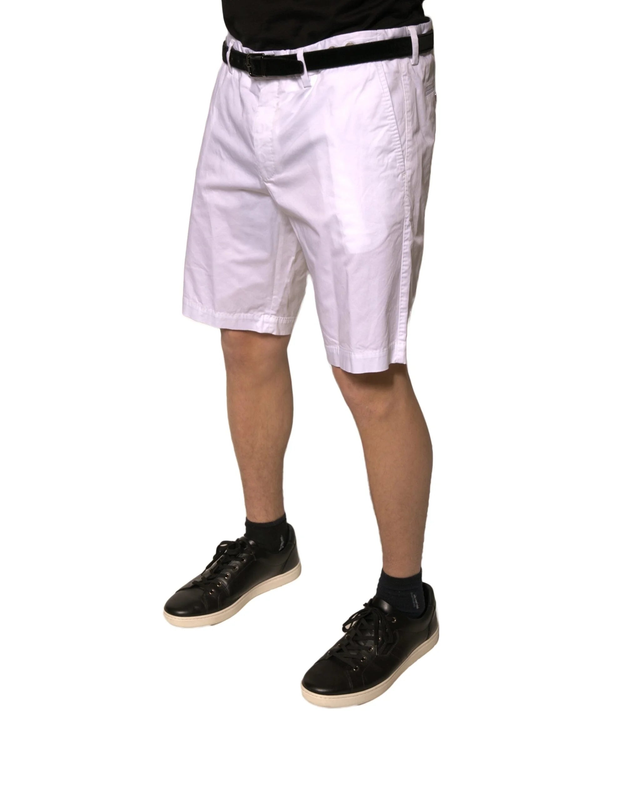 Dolce & Gabbana White Chinos Cotton Stretch Casual Shorts - IT44 | XS - Chino Shorts