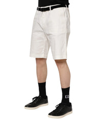 Dolce & Gabbana White Chinos Cotton Stretch Men Casual Shorts - IT60 | 3XL - Chino Shorts