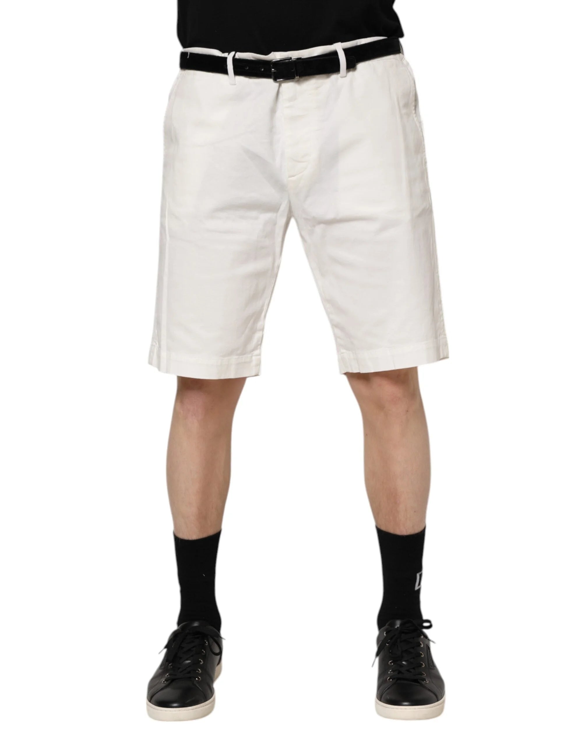 Dolce & Gabbana White Chinos Cotton Stretch Men Casual Shorts - IT60 | 3XL - Chino Shorts