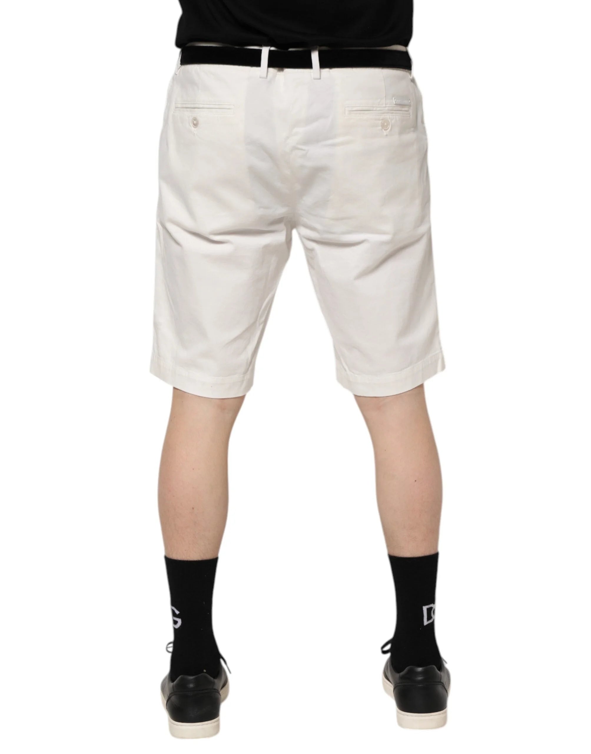 Dolce & Gabbana White Chinos Cotton Stretch Men Casual Shorts - IT60 | 3XL - Chino Shorts