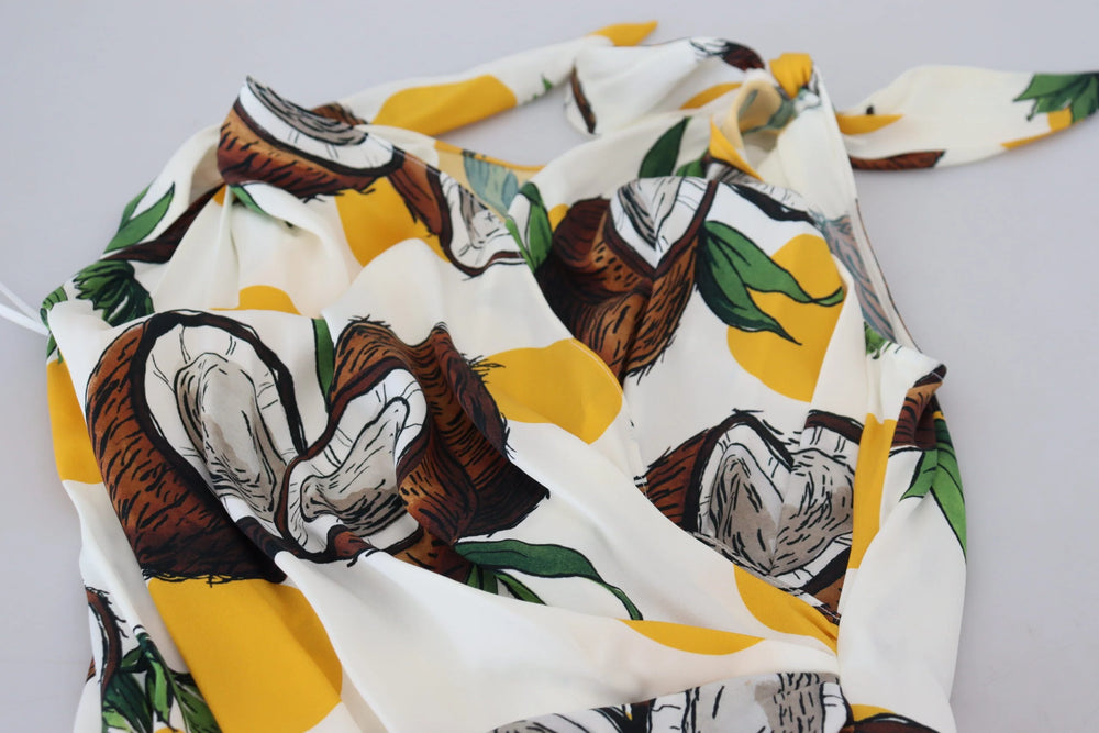 Dolce & Gabbana White Coconut Print Sheath Mini Silk Dress - Dresses