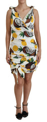 Dolce & Gabbana White Coconut Print Sheath Mini Silk Dress - Dresses