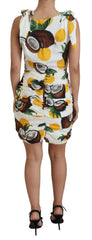 Dolce & Gabbana White Coconut Print Sheath Mini Silk Dress - Dresses
