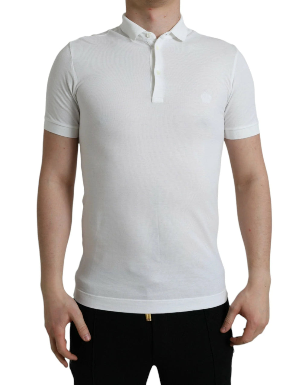 Dolce & Gabbana White Collared Short Sleeve Crown T-shirt - IT44 | XS - Polos
