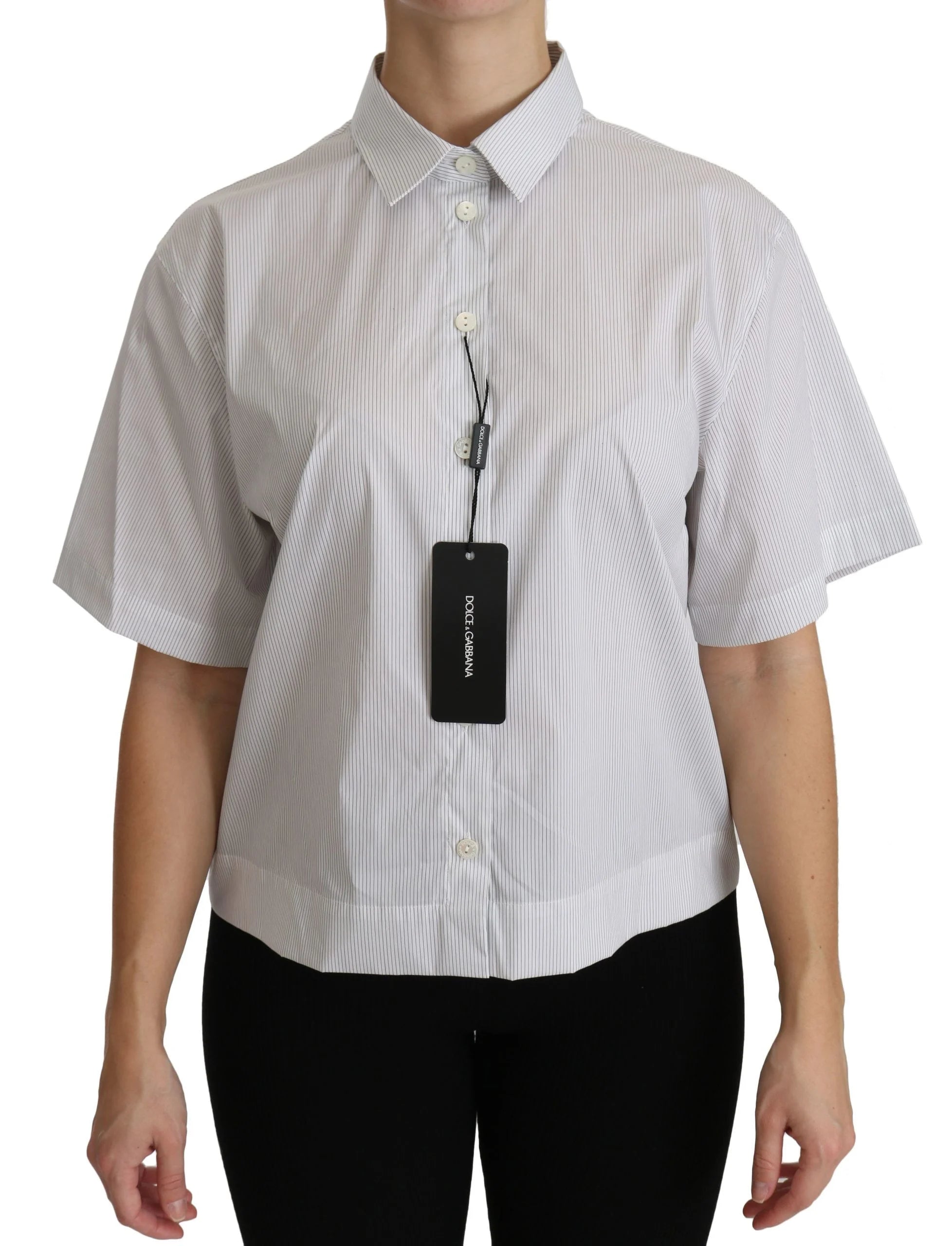 Dolce & Gabbana White Collared Short Sleeve Polo Shirt Top - IT46|XL - Polos