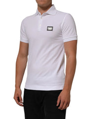 Dolce & Gabbana White Collared Short Sleeves Polo Men T-shirt - IT46 | S