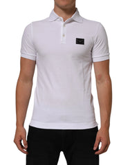 Dolce & Gabbana White Collared Short Sleeves Polo Men T-shirt - IT46 | S