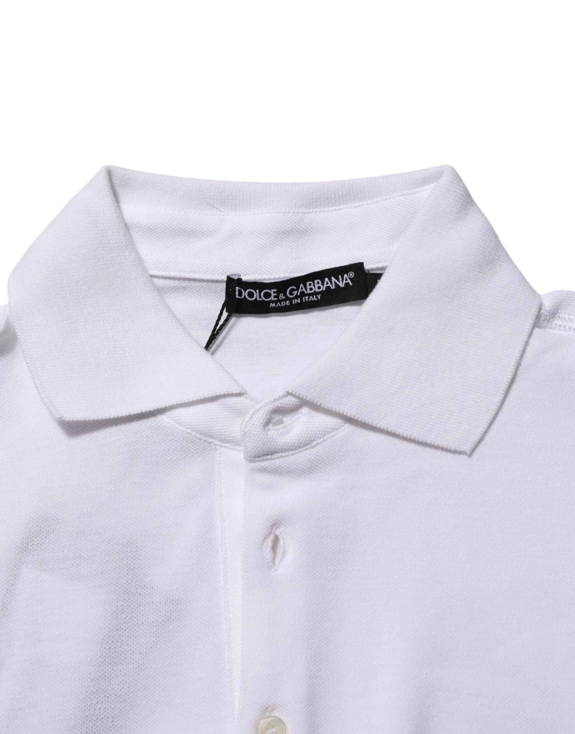 Dolce & Gabbana White Collared Short Sleeves Polo Men T-shirt - IT46 | S