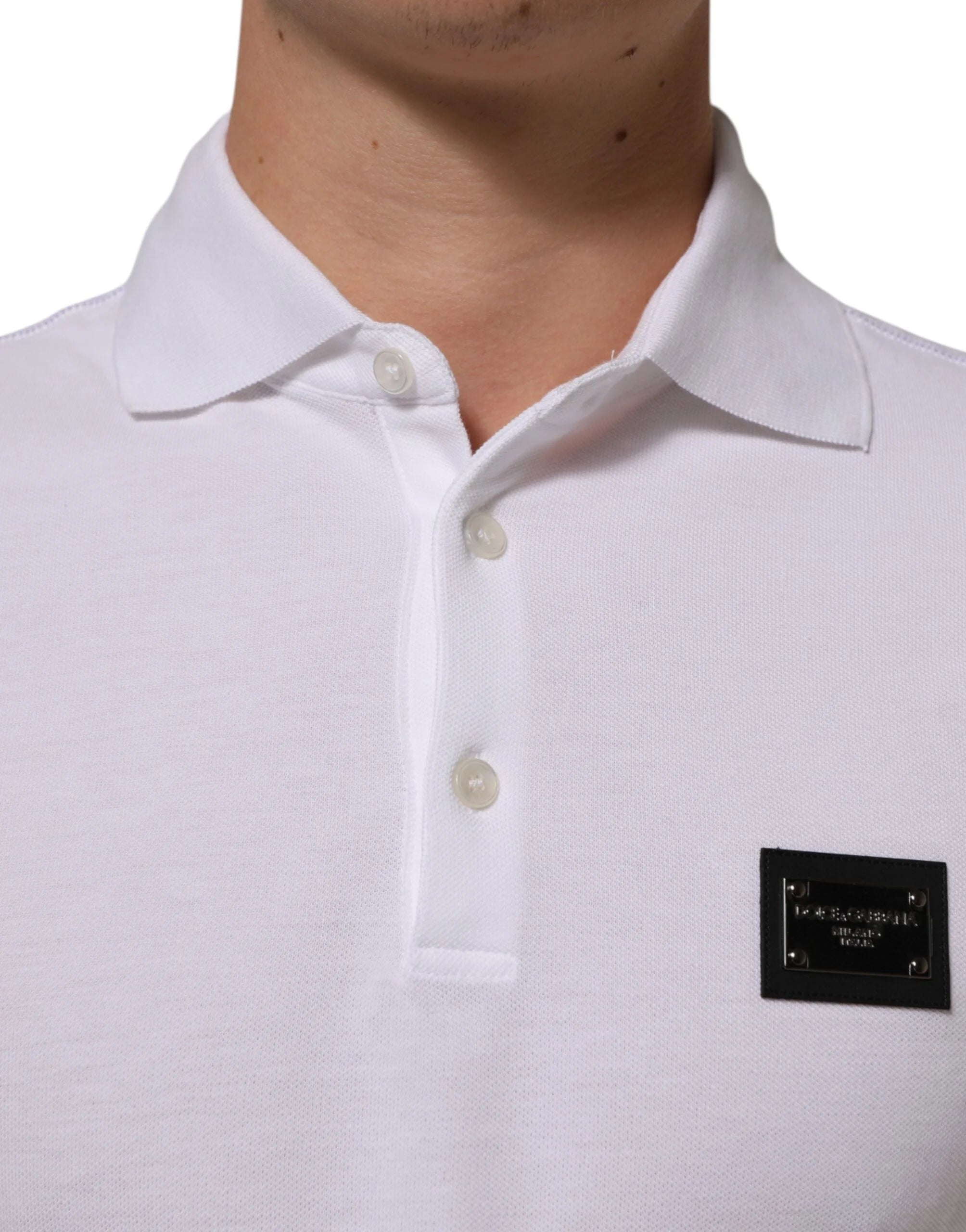 Dolce & Gabbana White Collared Short Sleeves Polo Men T-shirt - IT46 | S