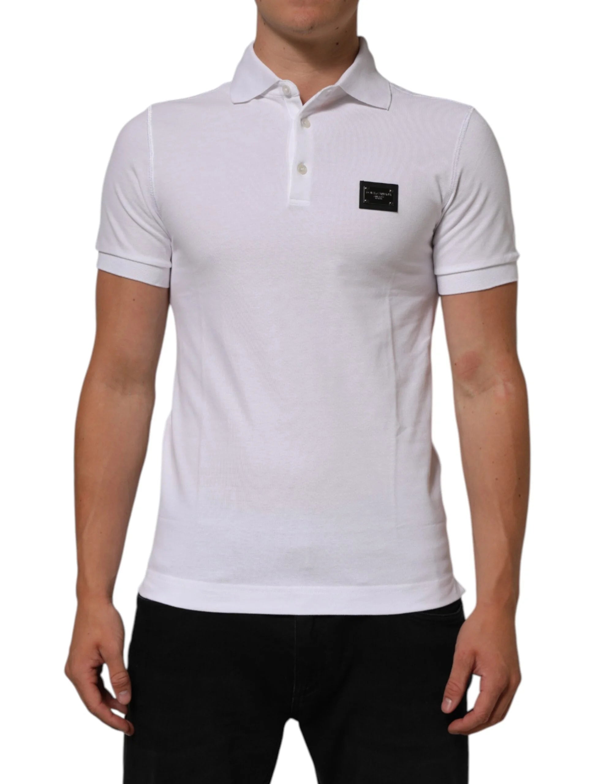 Dolce & Gabbana White Collared Short Sleeves Polo Men T-shirt - IT46 | S