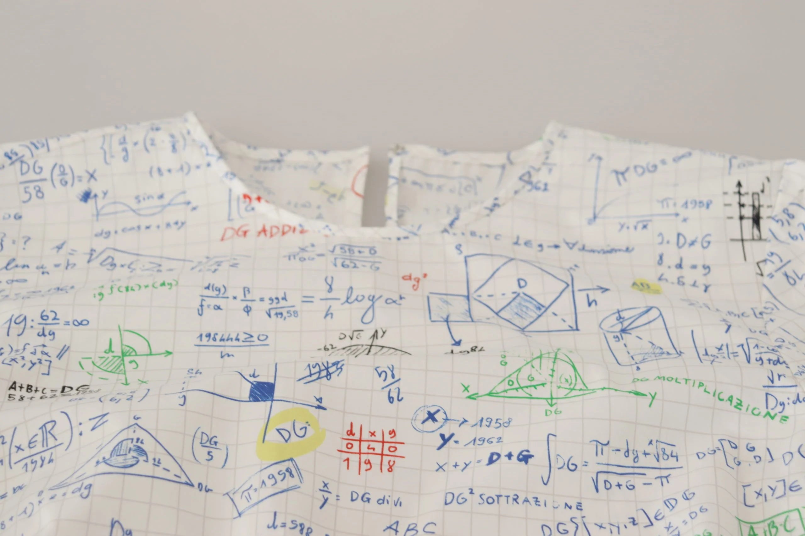 Dolce & Gabbana White Cotton Algebra Print Short Sleeves Top - T-Shirts