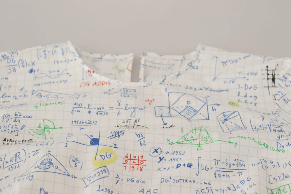 Dolce & Gabbana White Cotton Algebra Print Short Sleeves Top - T-Shirts