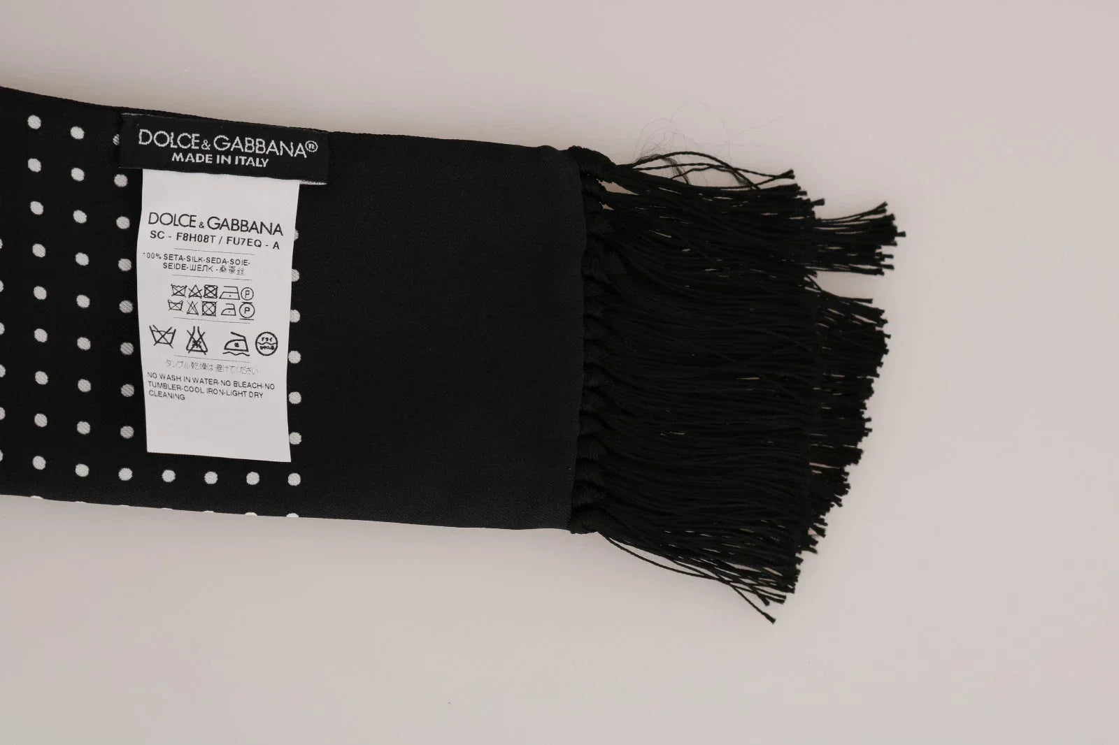 Dolce & Gabbana White Cotton Black Silk Scarf Top T-shirt - IT38 | XS