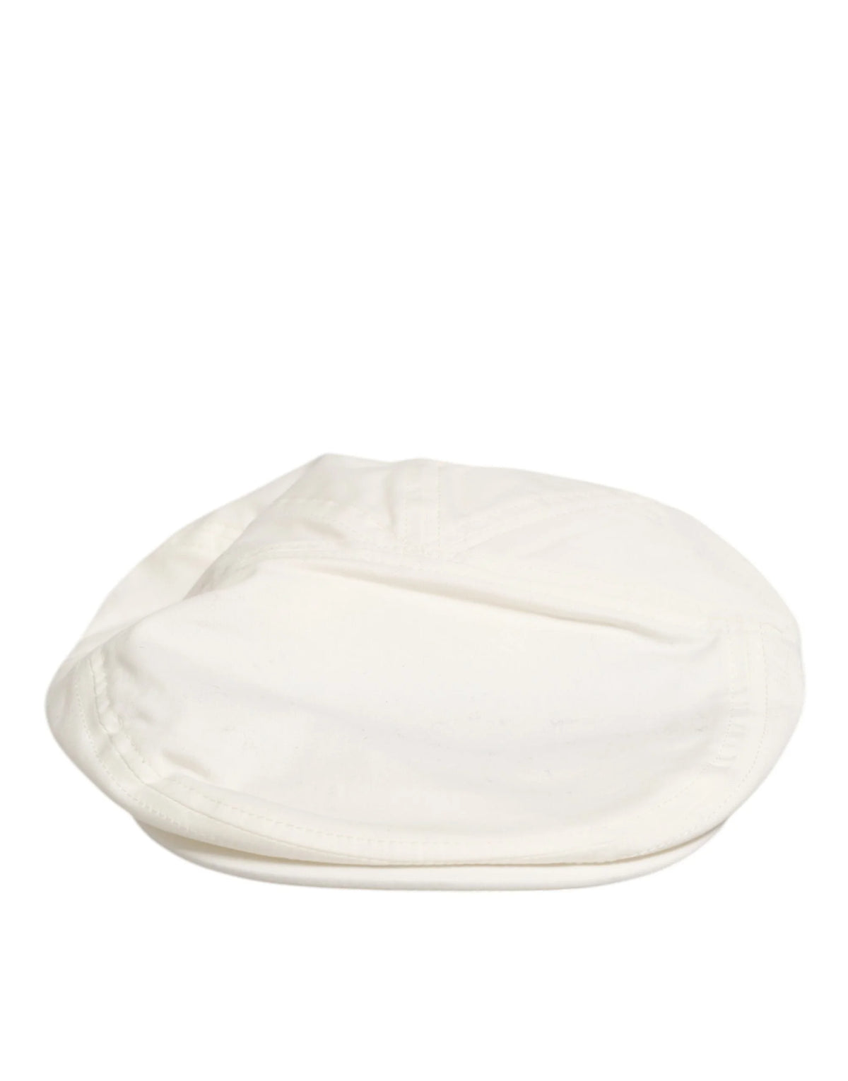 Dolce & Gabbana White Cotton Blend Leather Trim Flat Men Cap Hat - 58 cm|M - Flat Caps