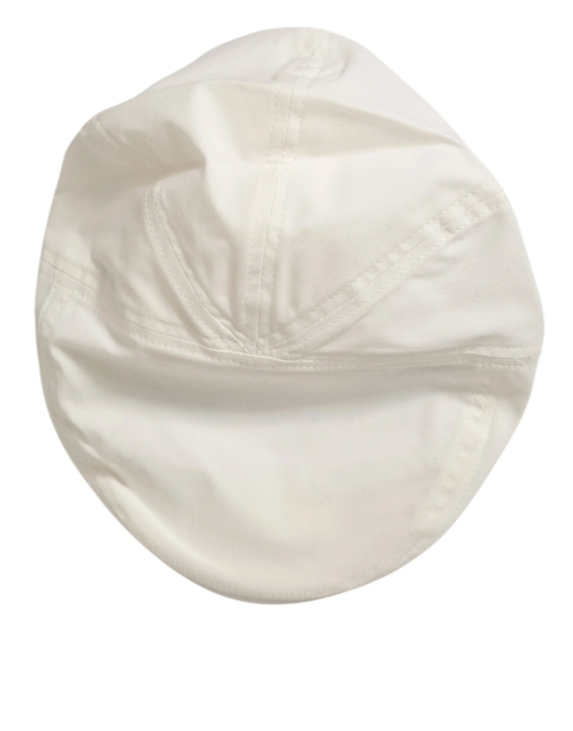 Dolce & Gabbana White Cotton Blend Leather Trim Flat Men Cap Hat - 58 cm|M - Flat Caps