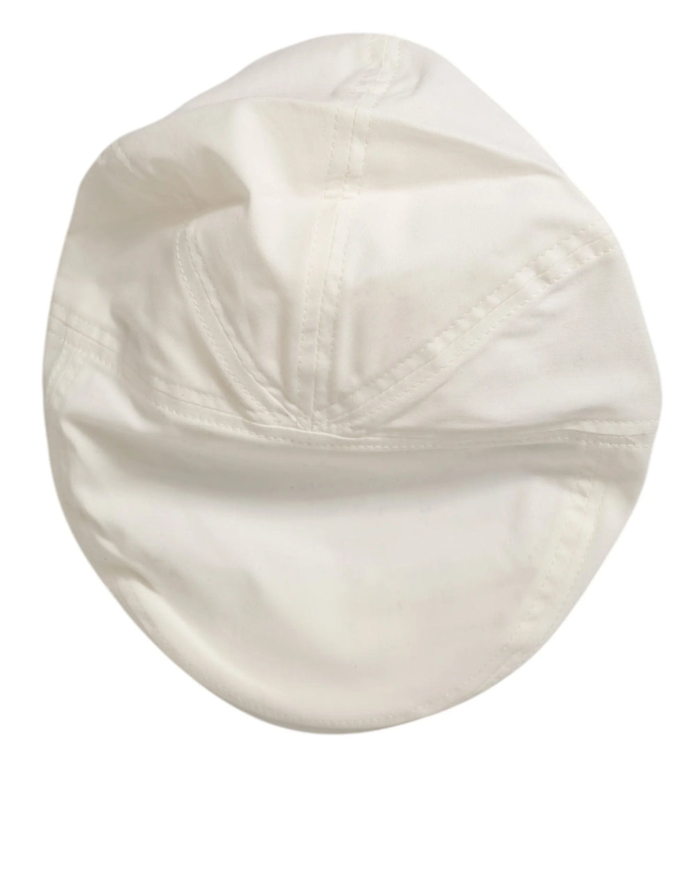 Dolce & Gabbana White Cotton Blend Leather Trim Flat Men Cap Hat - 58 cm|M - Flat Caps